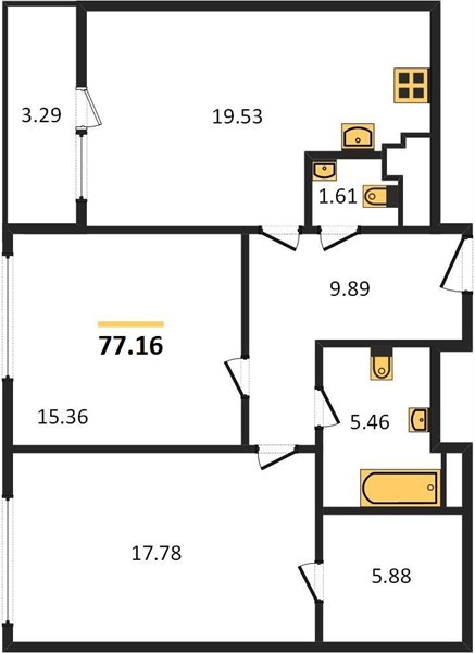 Продам квартиру 77.16 кв.м. на ул. Типанова, м. Московская