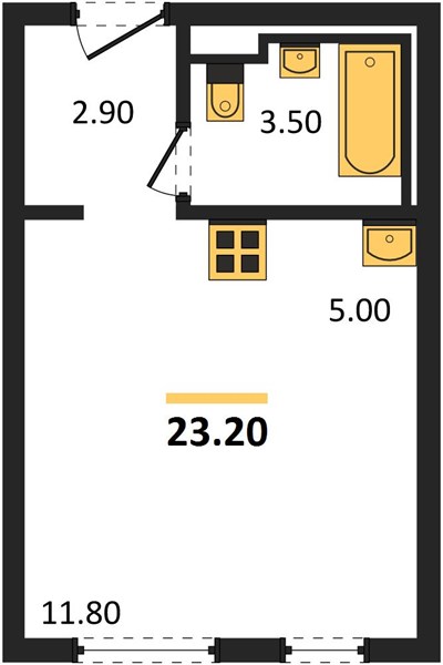 Студия 23.2 кв.м. 