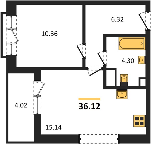 1К квартира 36.12 м² Санкт-Петербург, Невский р-н, Октябрьская наб.