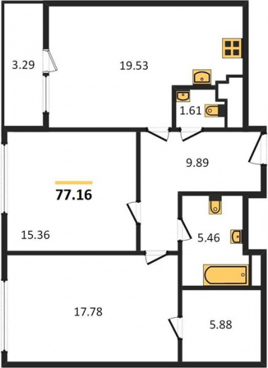 Продам квартиру 77.16 кв.м. на ул. Типанова, м. Московская