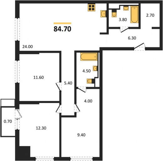 Трехкомнатная 84.7 м² Лиговский пр-кт, Фрунзенский р-он, СПб